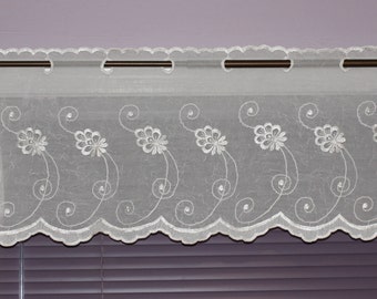 Cafe lace valance Ivory, 12" or 24" long, Ready & easy to install,