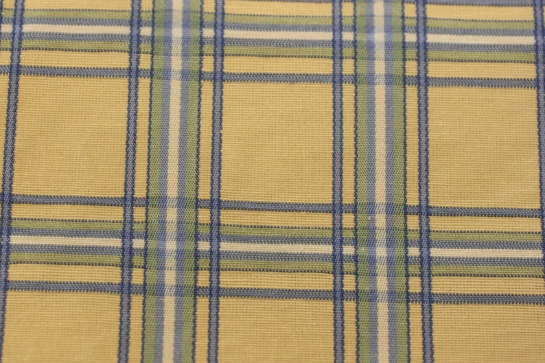 Fabric Yellow Blue Plaid Fabric W/moire Background by Etsy