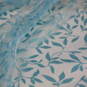 Sheer Leaf Fabric by the Yard, Sheer Burnout Organza Drapery Fabric, For Drapery, Dress, Home decor, 54" Wide,