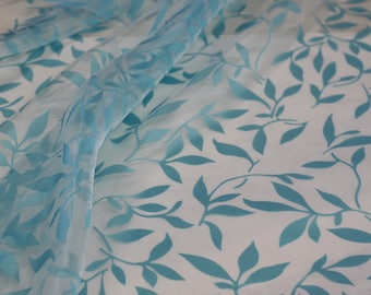Sheer Leaf Fabric by the Yard, Sheer Burnout Organza Drapery Fabric, For Drapery, Dress, Home decor, 54" Wide,