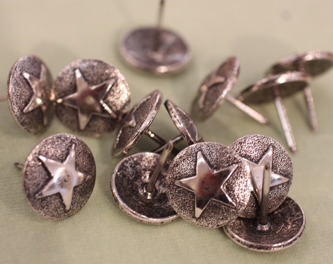 Nail heads, Upholstery Decorative STAR NAIL HEADS Nickle Oxford Finish, 7/8" Diameter, 25 PCs per pk, Use for Chair, Sofas, Headboard,