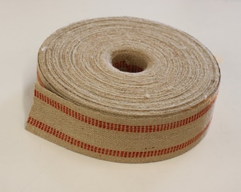 Jute Webbing for Upholstery, Sold in 5 yds length  or more (1.25 per yd), Red Stripe, 11 Lb, 3.1/2" wide, for chairs, sofa, decoration,