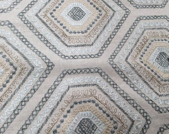 Embroidered FABRIC Enyo Island By Fabricut, Embroidered Fabric. Good for Drapery, Bedding, Pillows,