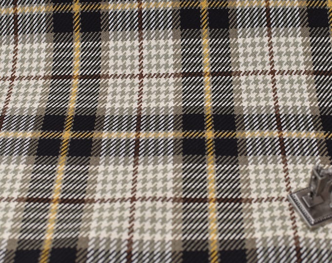 Plaid Fabric, Traditional houndstooth menswear plaid fabric, For Upholstery, Drapery, Betting, Dress, Decor, Pillows, By the yd,