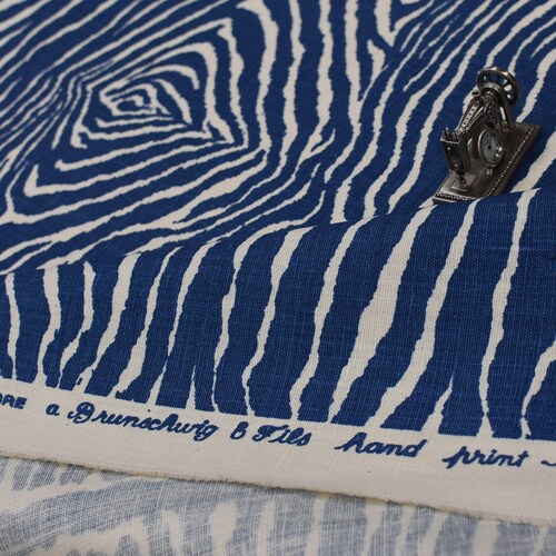 Brunschwig & Fils Fabric BR-79168 LE ZEBRE 5 Indigo, Linen Fabric, shops Use for Upholstery, Drapery, pillows,