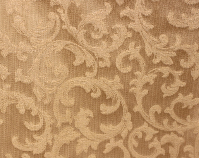 Scroll Fabric, Gold tone on tone fabric, 54" wide, For Upholstery, Drapery, Slip Cover, Bedding, Pillows,