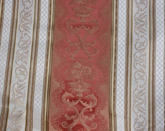 Fabric Stripe Traditaional style, Gold/Brown/Salmon/peach color, For Upholstery, Drapery, Bedding, Wall covering