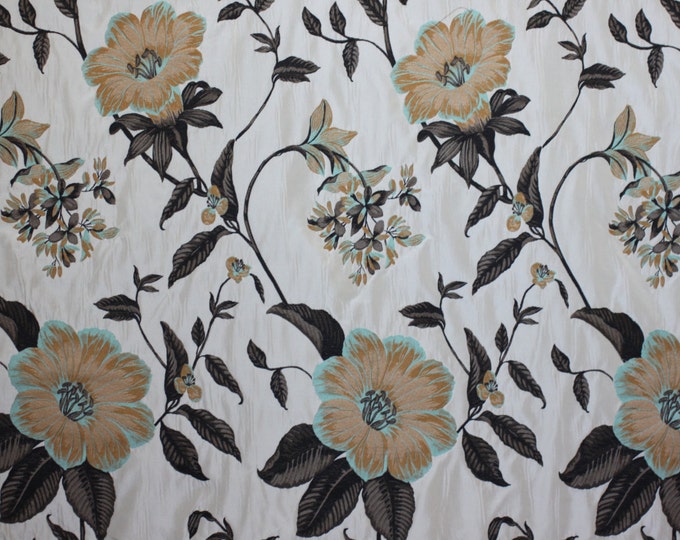 FABRIC Embroidered Look High end fabric, Floral Heavy weight upholstery fabric, For Upholstery, Bedding, Drapery, Cornice, hand Bags,