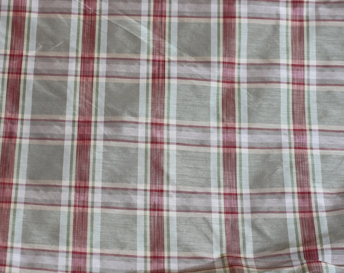 Fabric Plaid, Olympos Prairie by Bravo, Silk Look, Use for Drapery, Bedding, Pillows, Home Decor,