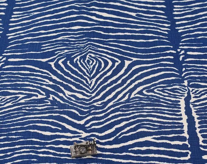 Brunschwig & Fils Fabric BR-79168 LE ZEBRE 5 Indigo, Linen Fabric, Use for Upholstery, Drapery, pillows,
