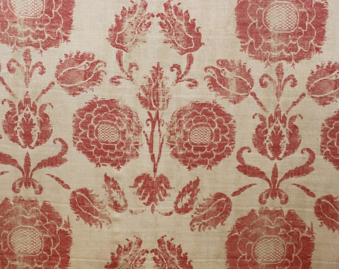 FABRIC Venetian Ottoman Rhubarb, 54" linen/cotton, For Drapery, Upholstery, Bedding, Slip covers, Table Cloth,