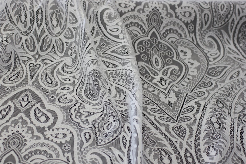 LACE 19 Century Lace Ivory or White Drapery Fabric Paisley - Etsy