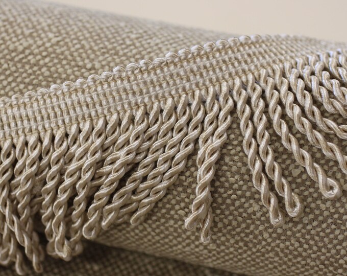 Bullion Fringe Tassel, High end trim, Beige/Ivory Mingled color, 2.5" high, 1669 color 8512 By Trimland, For Drapery, Bedding, Upholstery,