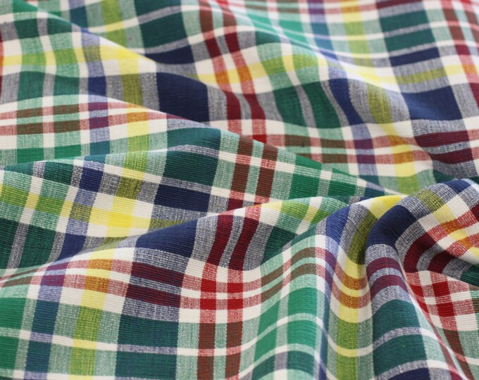 FABRIC, Heavy woven Plaid Upholstery fabric, For Upholstery, Bedding, Drapery, Pillows, Hand bags, Caps,