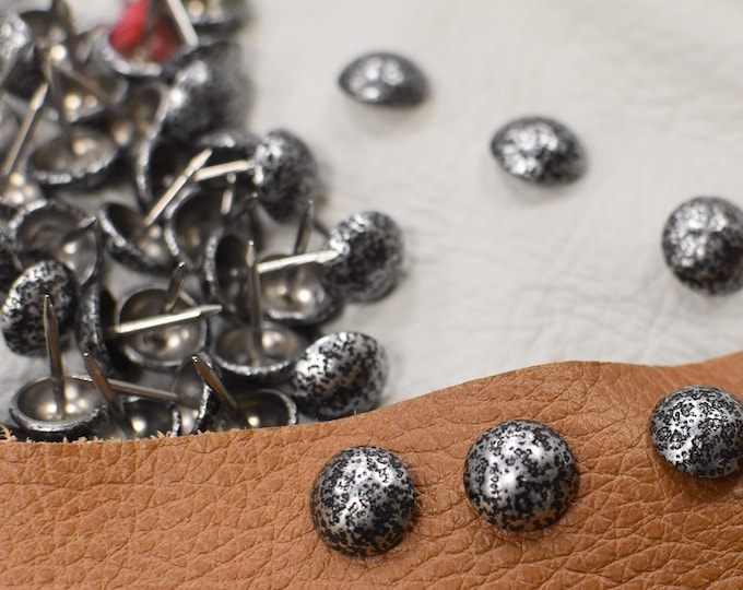 Upholstery Decorative NAIL HEADS Hammered Silver/Black Finish, 1/2" Diameter, 100 PCs per pk, Use for Chair, Sofas, Headboard,