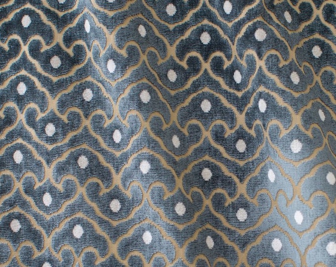 Velvet fabric PETITE FLEUR ANTHRACITE 69-4 by Fret, Cut Velvet, 54" wide, Good For Upholstery, Drapery, Bedding, Dress,