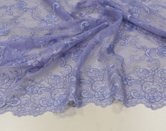 Embroidered floral Lace fabric, In 5 colors White Seafoam Lilac Ivory Champagne. for Wedding, Drapery, Tablecloths, Decor,  Dress, Bedding
