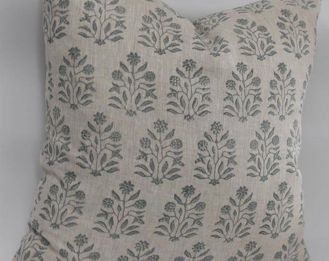 Designer High End Pillows, made w/ Amer Celadon linen, By Walter. G. Linen Fabric,