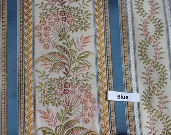 FABRIC Lisere Blue Stripe Fabric, Luxure woven Jacquard, For Upholstery, Bedding, Drapery, Wallcovering,