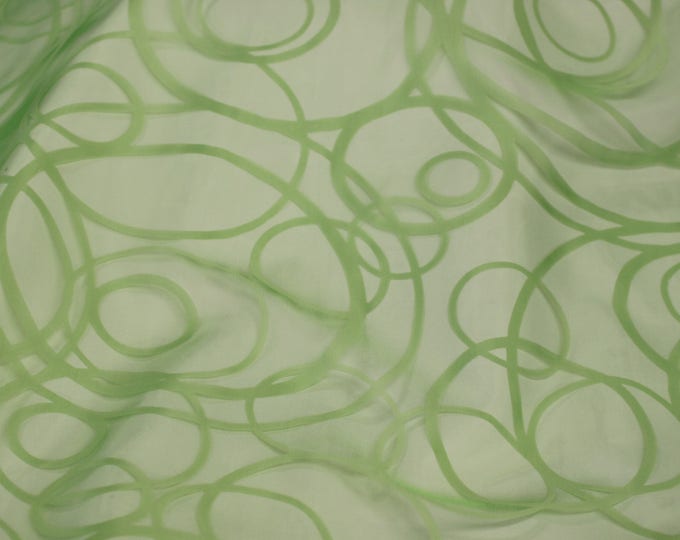 Sheer circle Modern & Fun Fabric by the Yard, Green Sheer Burnout Organza Drapery Fabric, For Drapery, Dress, Home decor, 54" Wide,