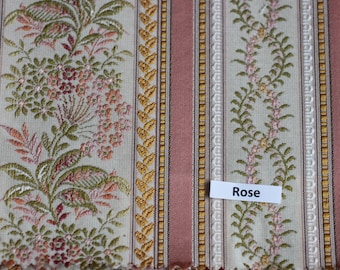 FABRIC Lisere Rose Stripe Fabric, Luxure woven Jacquard, For Upholstery, Bedding, Drapery, Wallcovering,