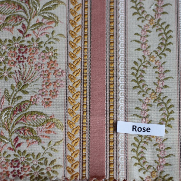 FABRIC Lisere Rose Stripe Fabric, Luxure woven Jacquard, For Upholstery, Bedding, Drapery, Wallcovering,