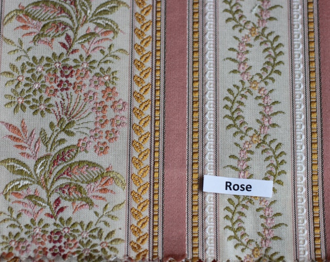 FABRIC Lisere Rose Stripe Fabric, Luxure woven Jacquard, For Upholstery, Bedding, Drapery, Wallcovering,