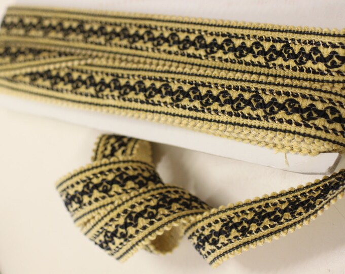 Trim 1.1/4" Braid Gimp, Upholstery gimp, 1822-7632 By Trimland, Black & Gold Color, For drapery, Upholstery, lamp shade, Hats, Home decor