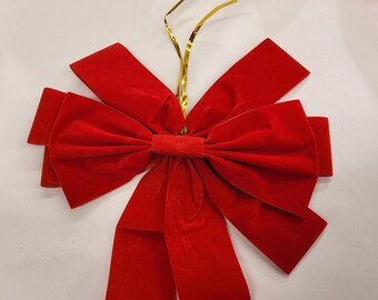 Red Velvet Christmas Bow 10 inches wide 14 inches long, set of 4 pc,