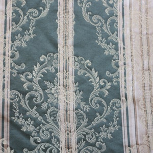 Fabric Stripe Green/Gold stripe w/Gold damask, For Upholstery, Drapery, Bedding, Wall covering,Slip Covers,