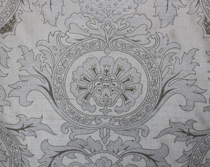FABRIC, High end Silk Printed Fabric,  Pattern Vertol Fawn, Use for Drapery, bedding, Dress, Pillows, Fabric by the yd,