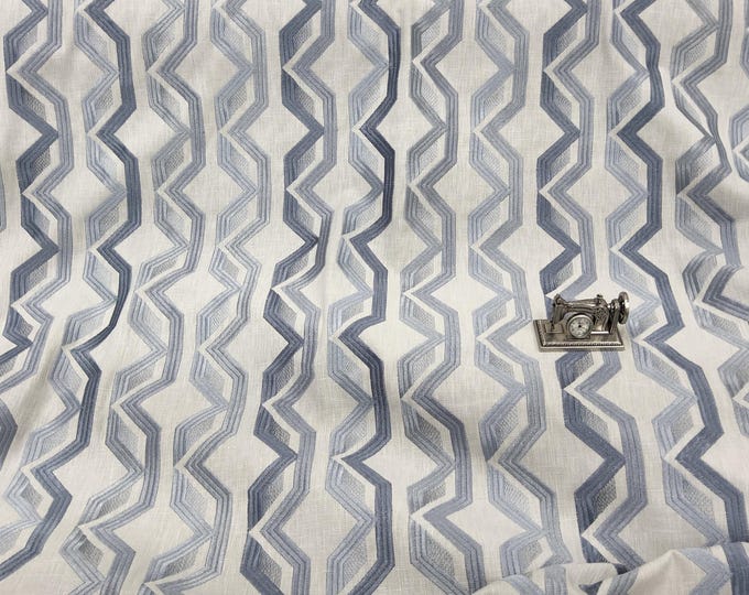 Embroidered FABRIC Gate Keeper Slate By Swavelle  Mill Creek, Embroidered Fabric. Good for Drapery, Bedding, Pillows,