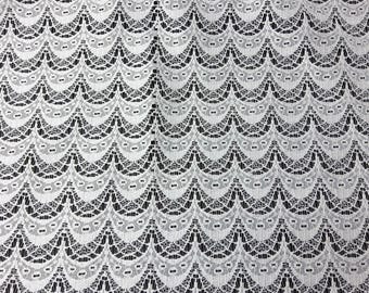 Lace Fabric, weavy design, White, For Drapery, Dress, Home decor, 54" Wide,