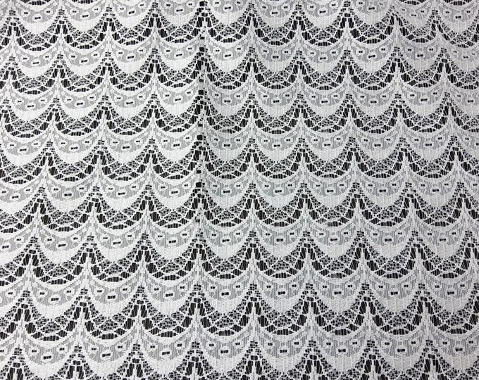 Lace Fabric, weavy design, White, For Drapery, Dress, Home decor, 54" Wide,