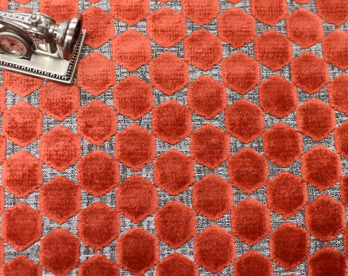 Romo 9024/07 Orosi Cinnabar, Jacquard Velvet  Fabric. 54" wide, Good For Upholstery, Drapery, Bedding, Dress,