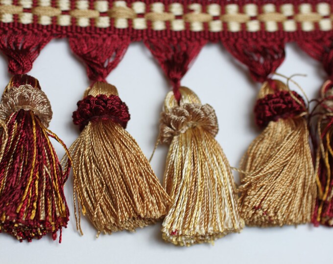 Trim, Tassel Fringe, Burg/Gold, Home decor tassels,