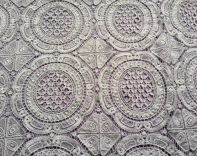Lace fabric, Heavy Lace, White or Ivory for Wedding, Drapery, Tablecloths, Decor,  Dress, Bedding