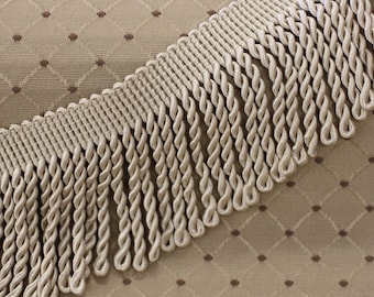 Bullion Fringe Tassel, High end trim, Beige color, 2.5" high, 1669 color 8085 By Trimland, For Drapery, Bedding, Upholstery,