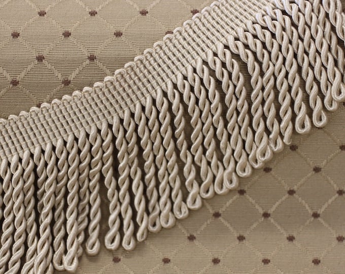 Bullion Fringe Tassel, High end trim, Beige color, 2.5" high, 1669 color 8085 By Trimland, For Drapery, Bedding, Upholstery,