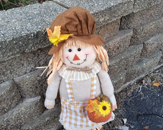 Harvest Scarecrow - Halloween, Autumn Statue Decoration - 24" Girl