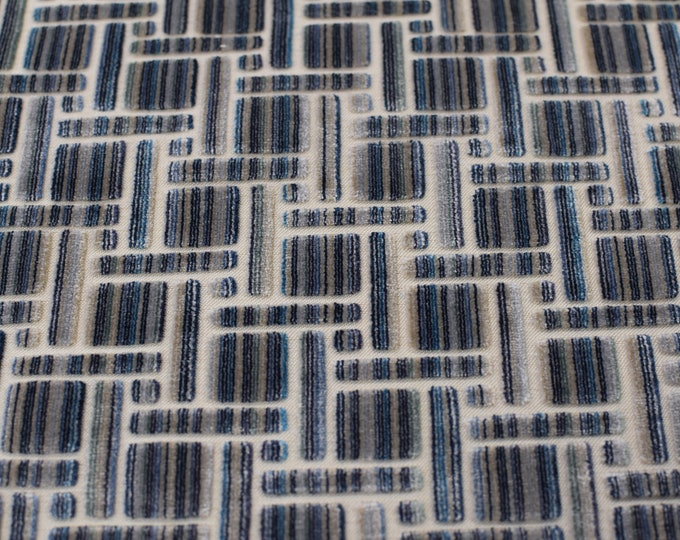 Cut Velvet Fabric 34792 15 Inside Tracks PEACOCK by Kravet Couture, For Upholstery, Drapery, Bedding, Pillows, Handbags,