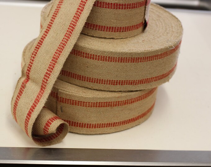 Upholsy Jute Webbing, Red Stripe, 3.1/2", 11 Lb, 1 Roll 72 Yds, Used  for chairs, sofa, decoration