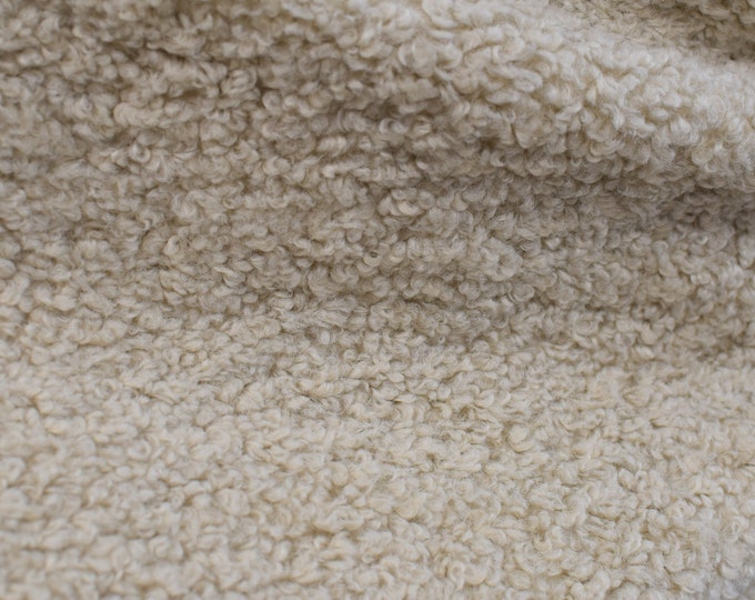 Boucle Faux Lamb Fur in color Linen, 54" wide, For Upholstery, Drapery, Bedding, Dress,
