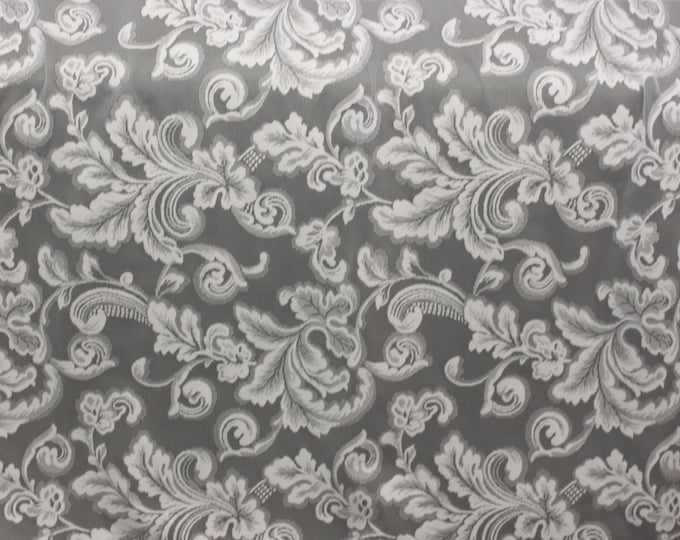 Lace Fabric 118" wide, Pearl - White by Swavelle Mill Creek, Paisley Lace fabric, For Drapery, Dress, Home decor, Wedding, Table Cloth,
