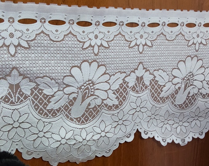 Cafe lace valance Lily Ivory, 12" Long, Ready & easy to install,