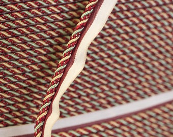 Cord w/Lip Art 1009 8752, By Trimland, Burg/Green/Gold, For Drapery, Upholstery, Pillows, Vintage hats, Lamp Shade,