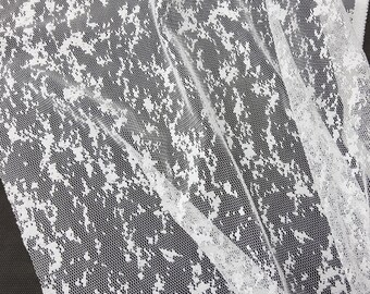 Lace Fabric, modern print, White, For Drapery, Dress, Home decor, 54" Wide,