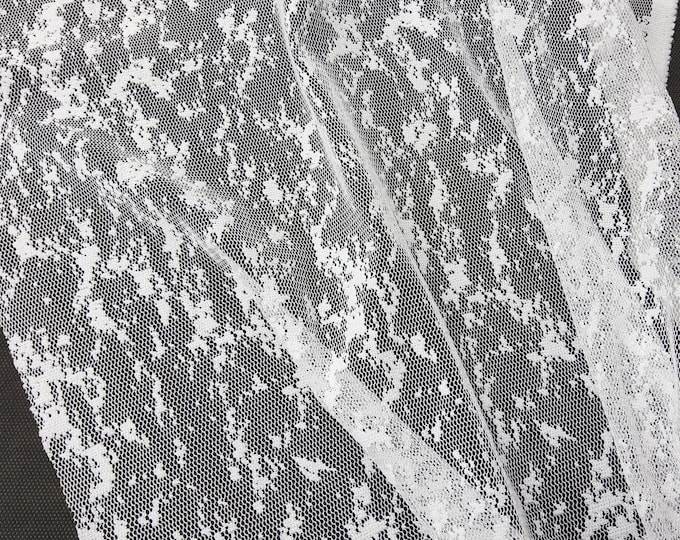 Lace Fabric, modern print, White, For Drapery, Dress, Home decor, 54" Wide,