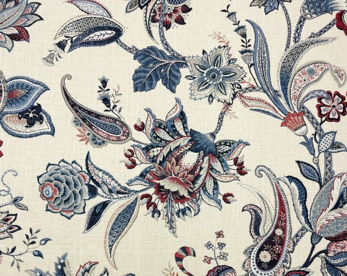 Fabric P Kaufmann Garden Flora Denim By P Kaufmann, 54" wide, Use for Drapery, Bedding, Slip covers, Light Upholstery,