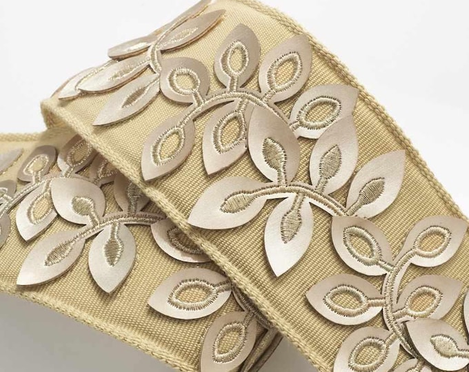 Decorative Braid Foliate Gold By Fabricut, 3" Wide,  For Drapery, Upholstery, Dress, 5 yd Min,